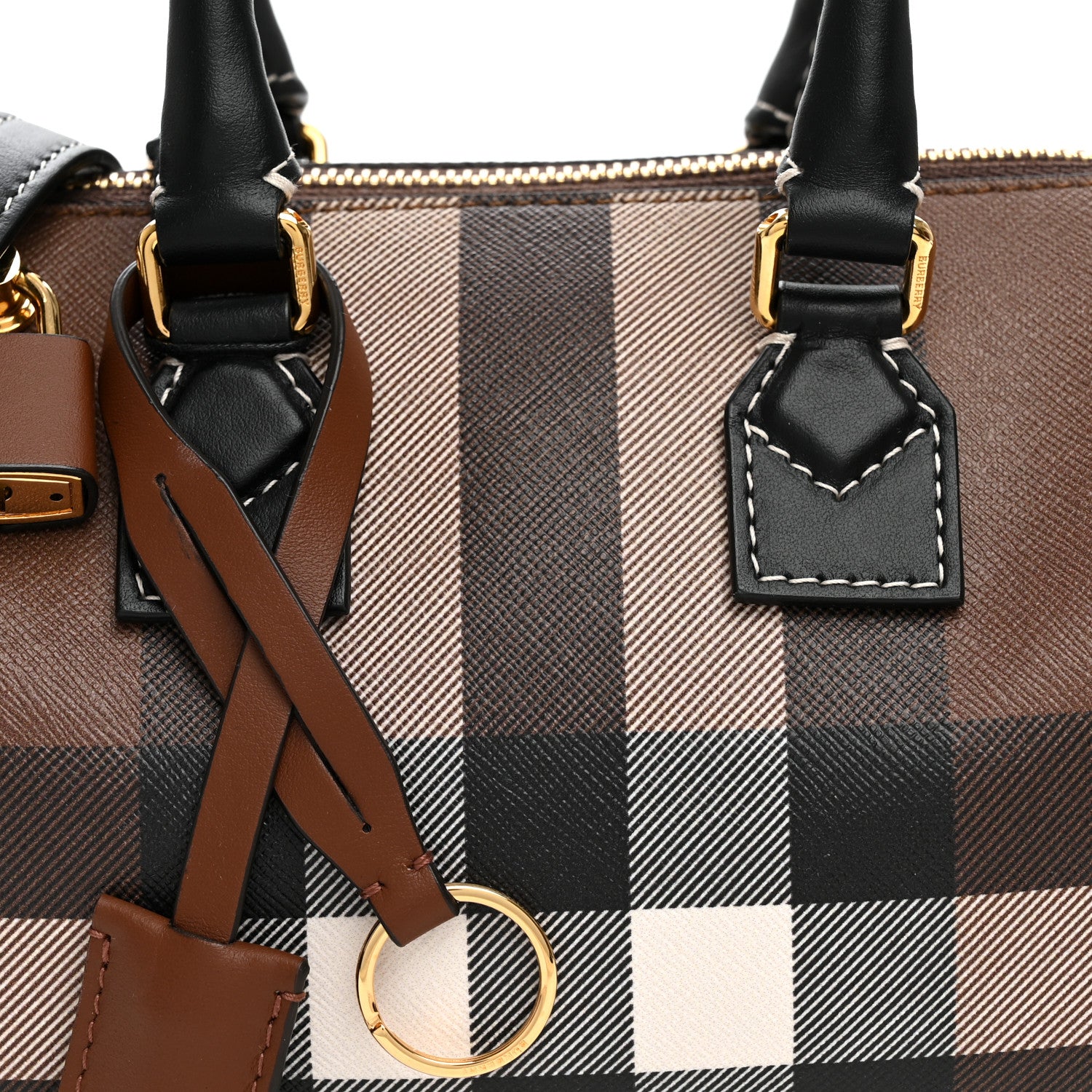 Burberry E-canvas Check Mini Bowling Bag Dark Birch Brown 7 of 9