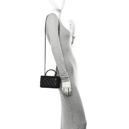 Chanel Lambskin Quilted Small Top Handle Vanity Case With Chain So Black 2 of 11