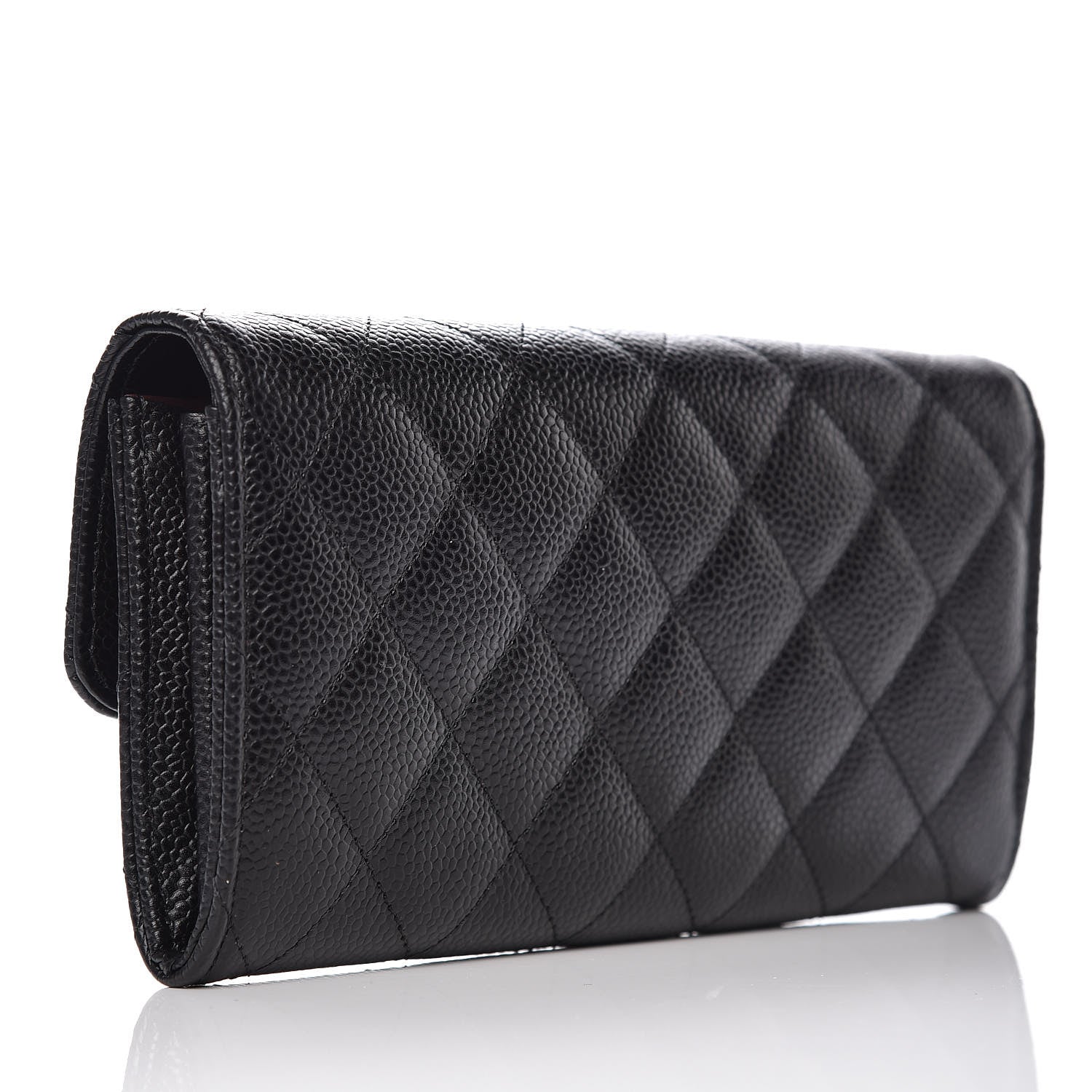 Chanel Caviar Quilted Large Gusset Flap Wallet Black 3 of 10