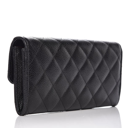 Chanel Caviar Quilted Large Gusset Flap Wallet Black 3 of 10