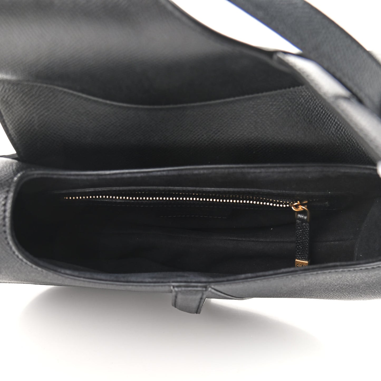 Grained Calfskin Saddle Bag Black