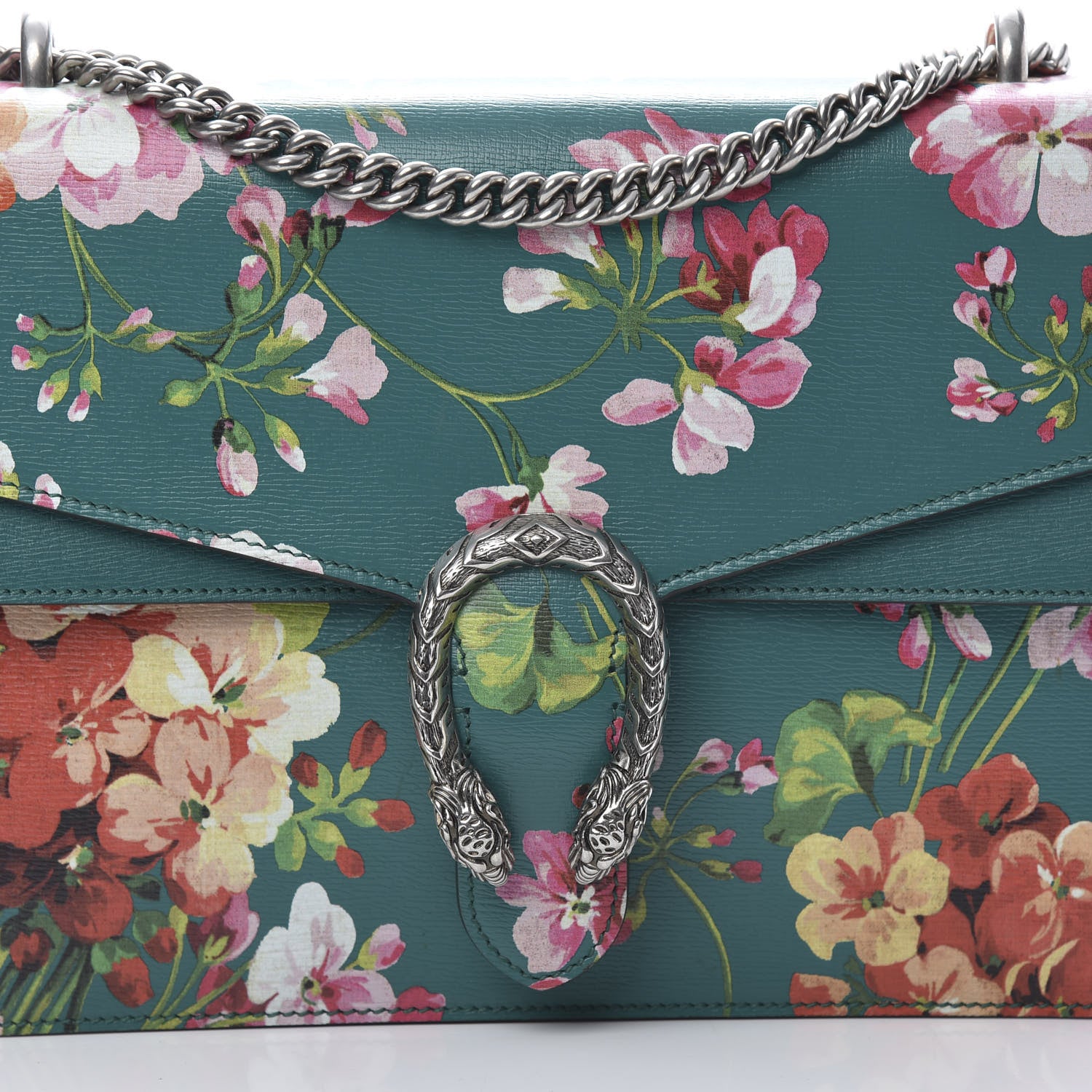 Gucci Calfskin Blooms Print Medium Dionysus Shoulder Bag Bright Emerald Multicolor 9 of 11