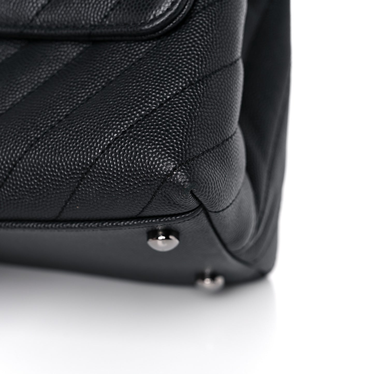 Caviar Chevron Quilted Small Coco Handle Flap Dark Grey