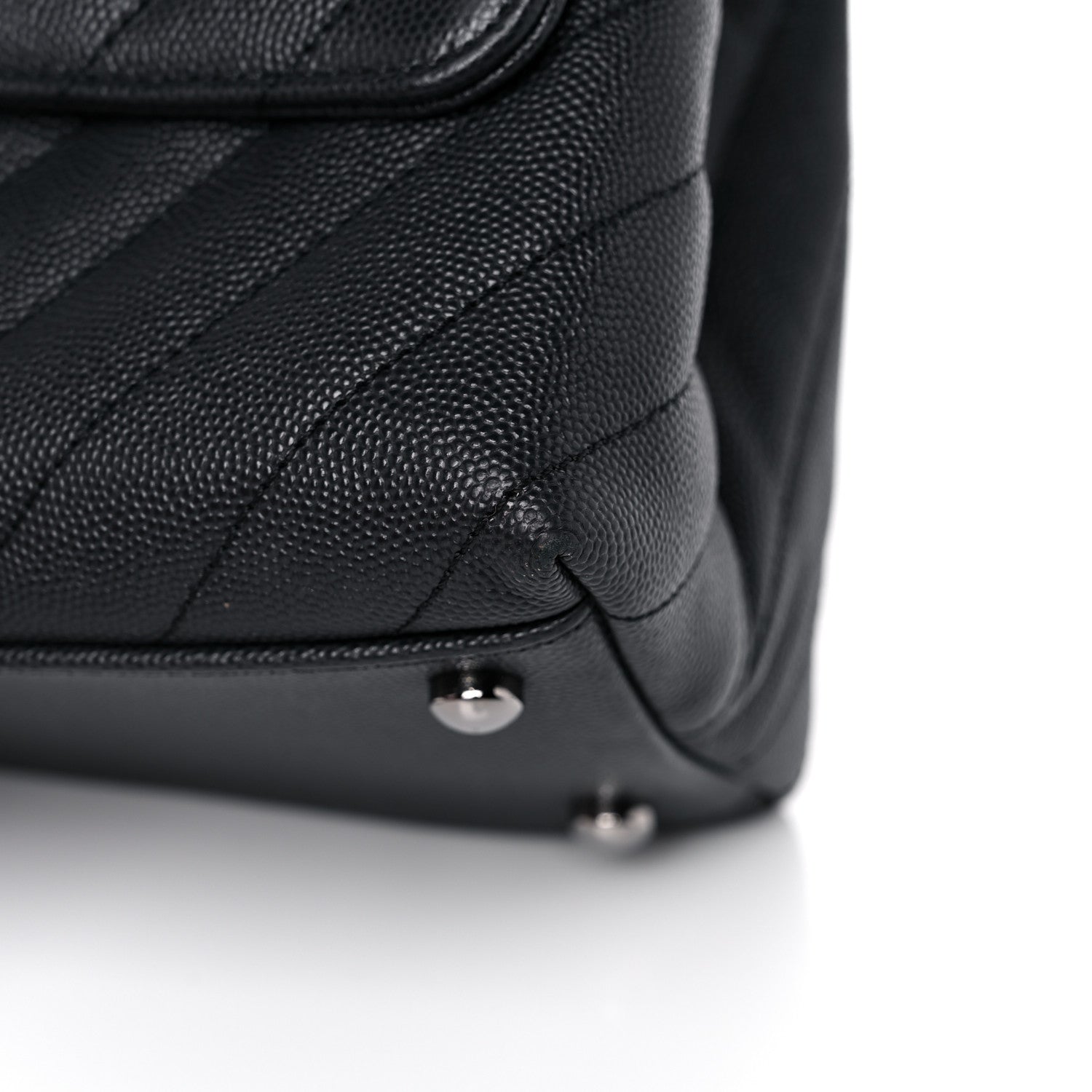 Chanel Caviar Chevron Quilted Small Coco Handle Flap Dark Grey 10 of 10