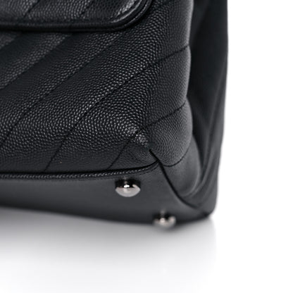 Chanel Caviar Chevron Quilted Small Coco Handle Flap Dark Grey 10 of 10