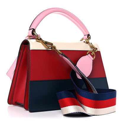 Gucci Calfskin Sylvie Web Small Queen Margaret Top Handle Bag Blue Agata Hibiscus Red Mystic White Sugar Pink 3 of 16