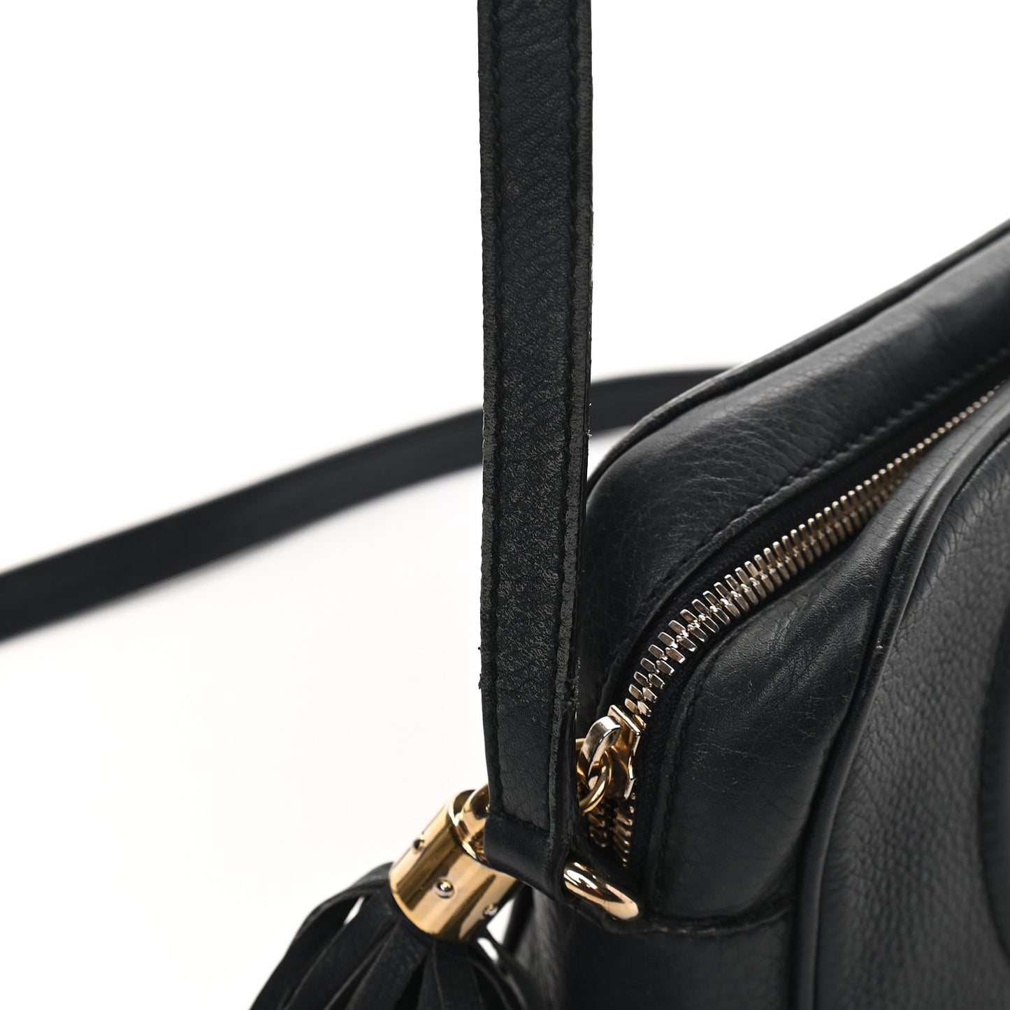 Pebbled Calfskin Small Soho Disco Bag Black