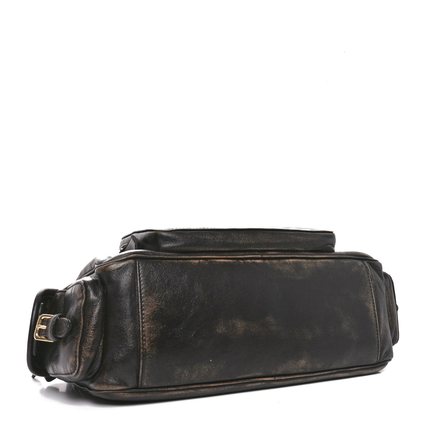 Distressed Nappa Shoulder Bag Sand Coffee
