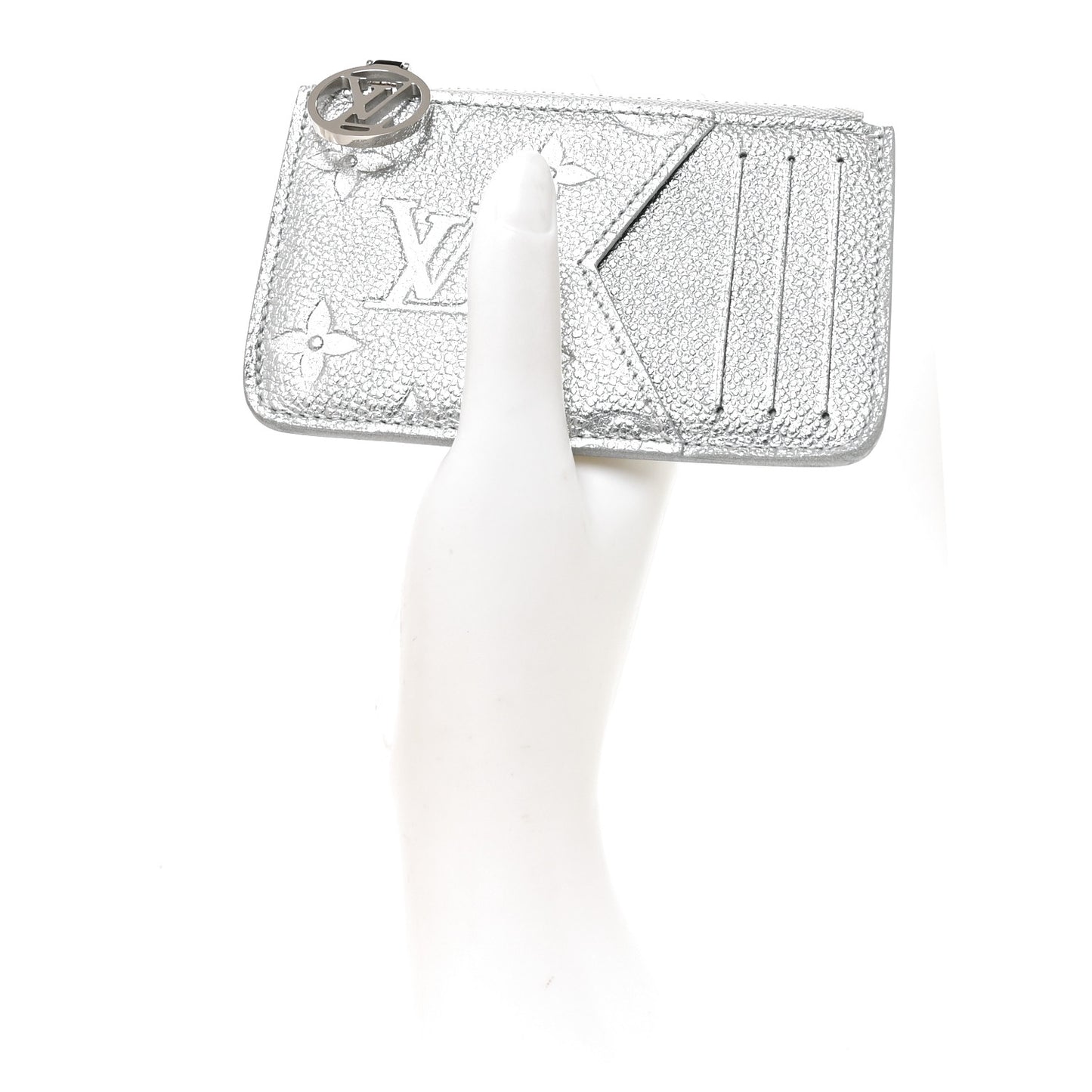 Empreinte Monogram Zipped Romy Card Holder Silver