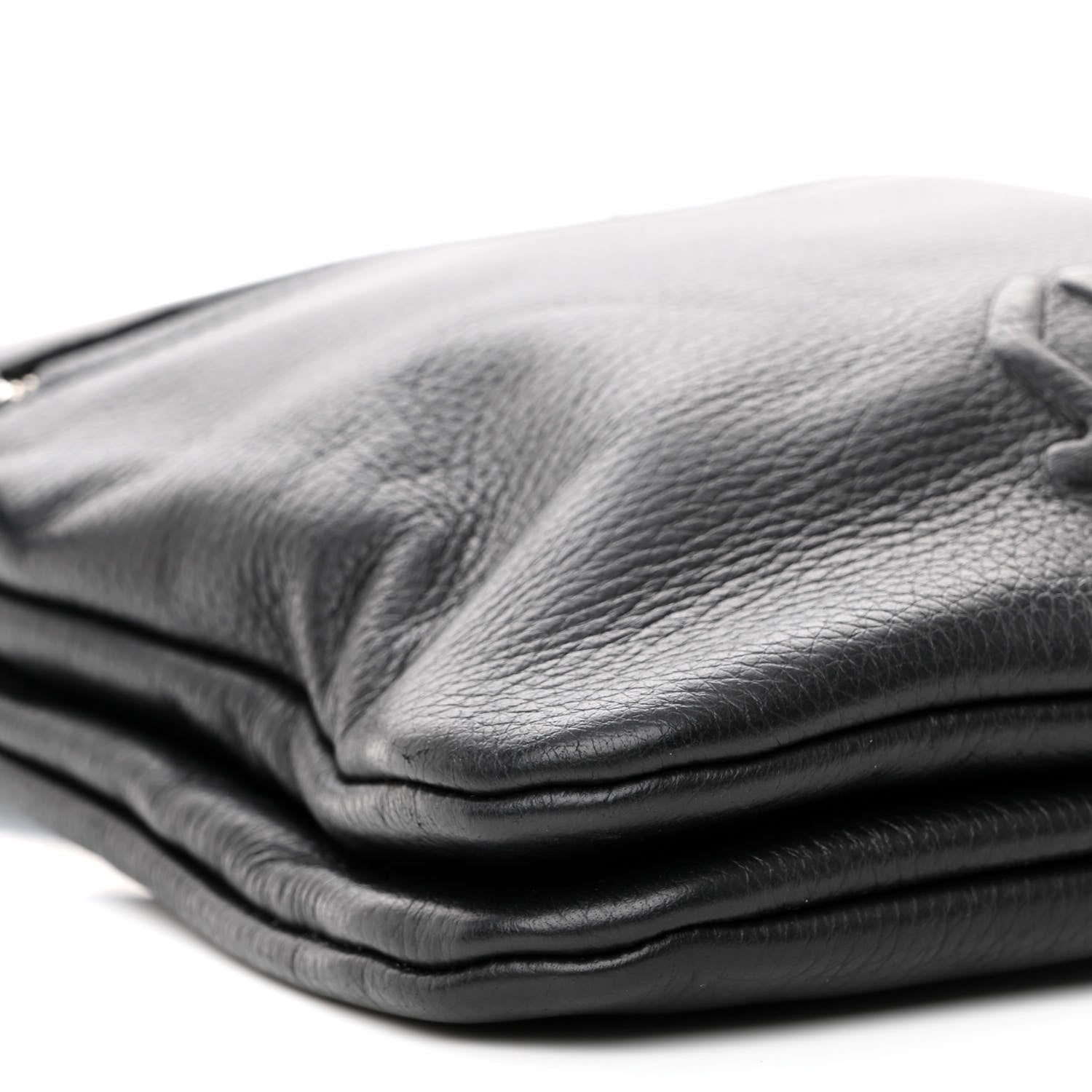 Salvatore Ferragamo Grained Calfskin Logo Shoulder Bag Black 9 of 10