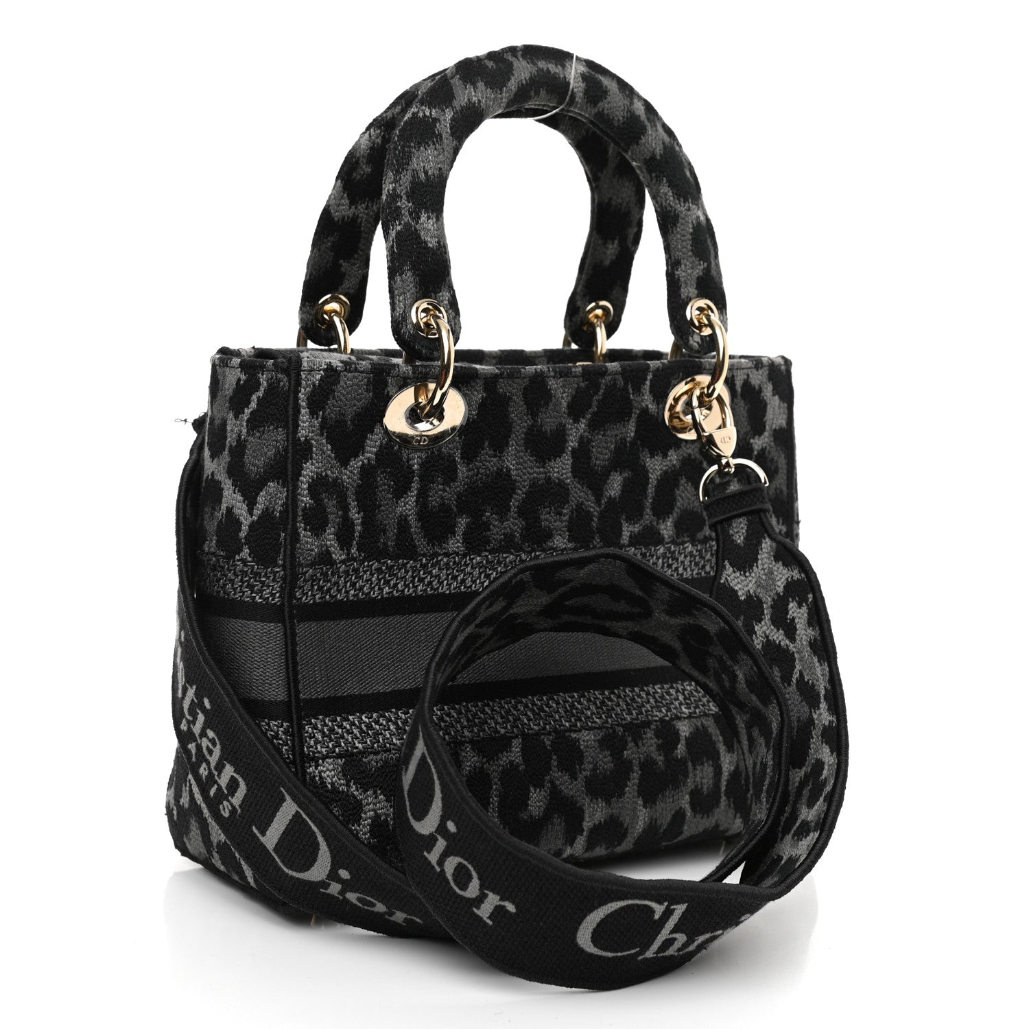 Christian Dior Canvas Mizza Embroidered Medium Lady D-Lite Gray 3 of 12