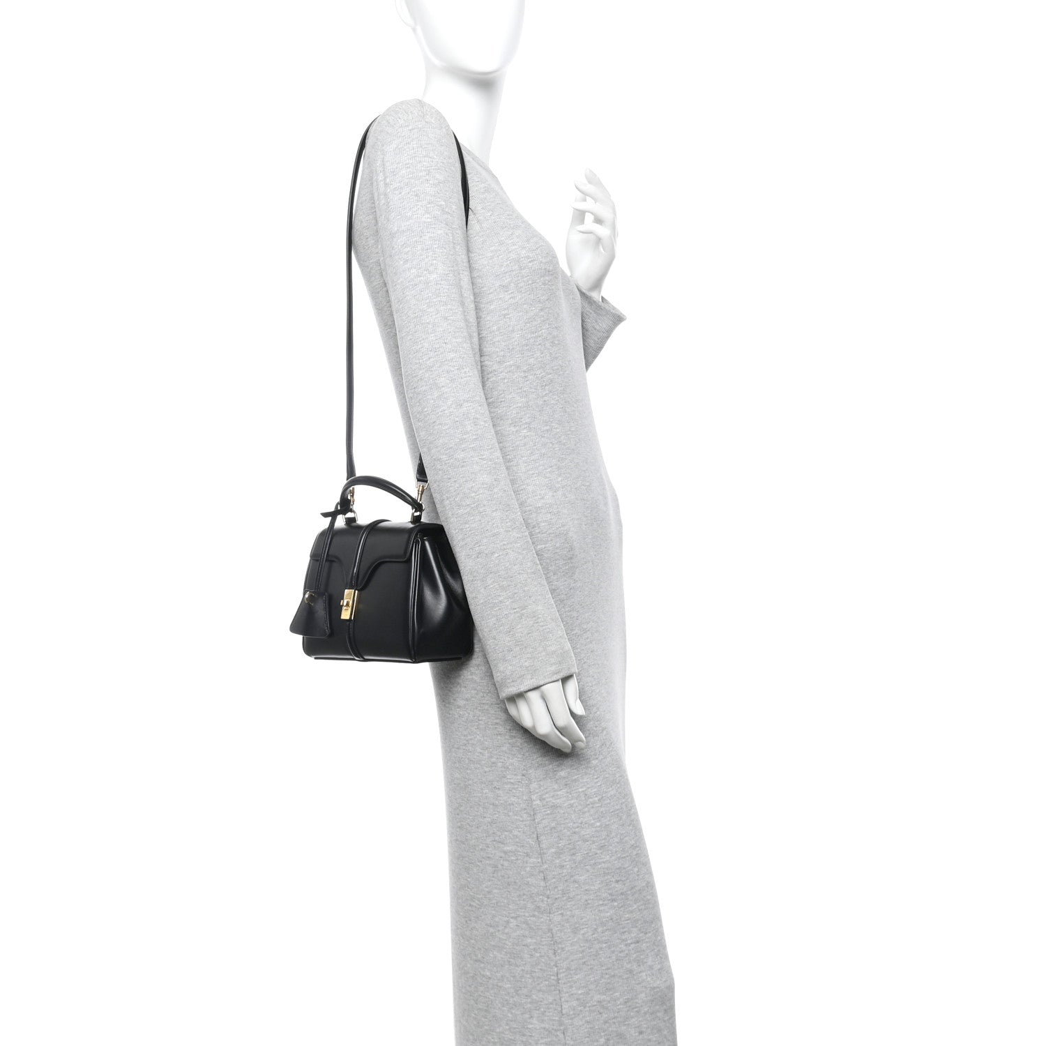 Celine Satinated Calfskin Mini 16 Top Handle Bag Black 2 of 9