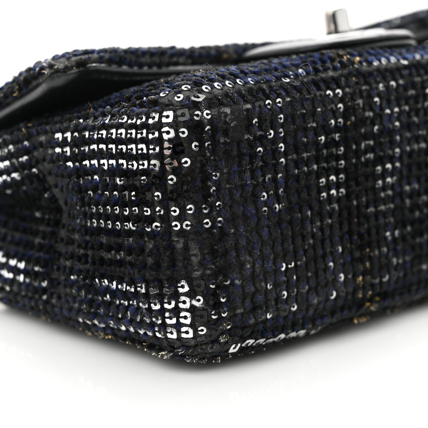 Chanel Sequin Mini Rectangular Single Flap Black Silver 9 of 11