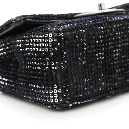 Chanel Sequin Mini Rectangular Single Flap Black Silver 9 of 11