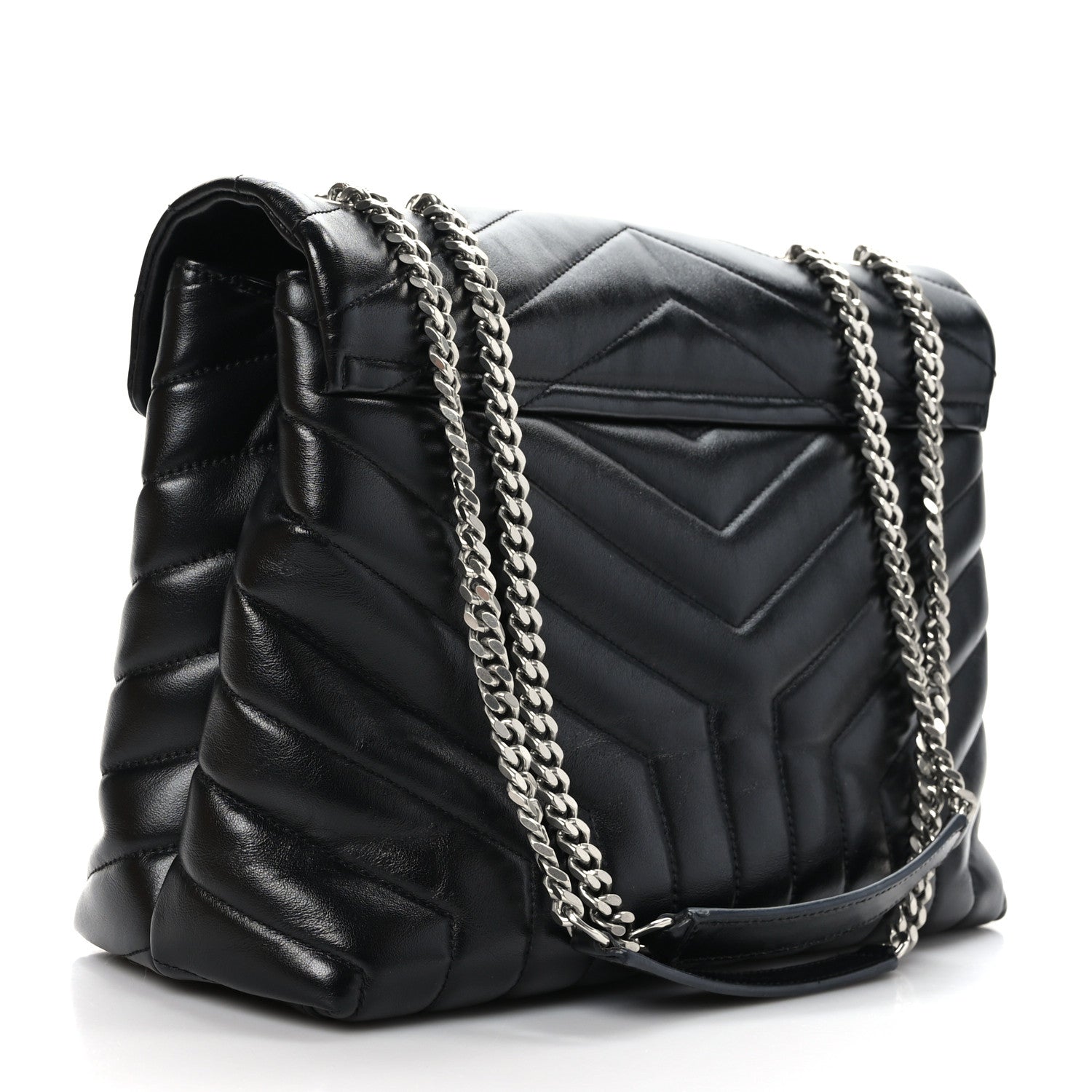 Saint Laurent Calfskin Y Quilted Monogram Medium Loulou Chain Satchel Black 3 of 10