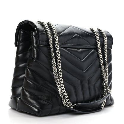 Saint Laurent Calfskin Y Quilted Monogram Medium Loulou Chain Satchel Black 3 of 10