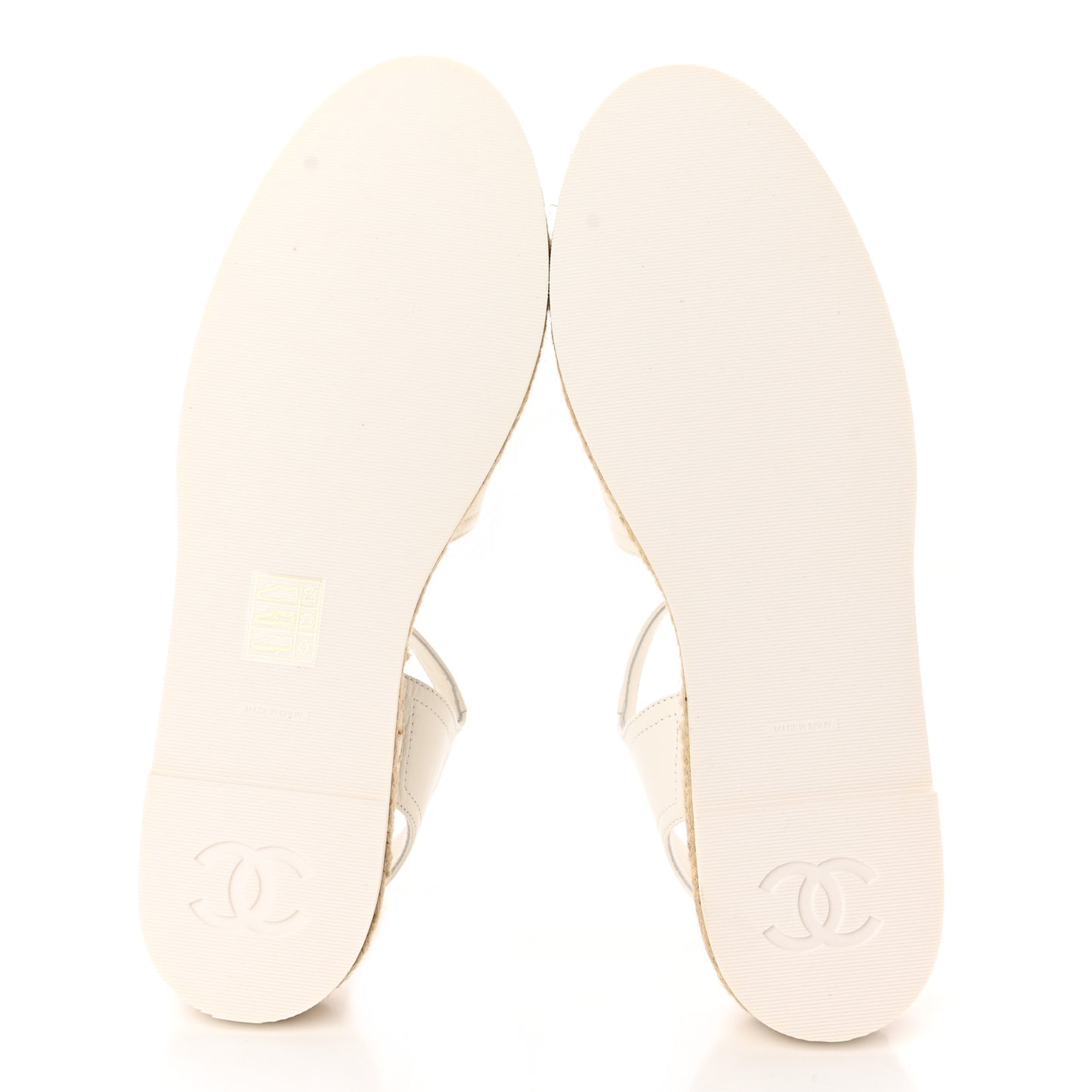 Lambskin Cap Toe CC Espadrille Sandals 39 White Black