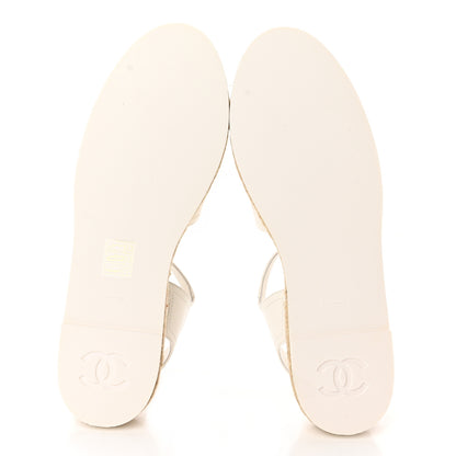 Chanel Lambskin Cap Toe CC Espadrille Sandals 39 White Black 5 of 13