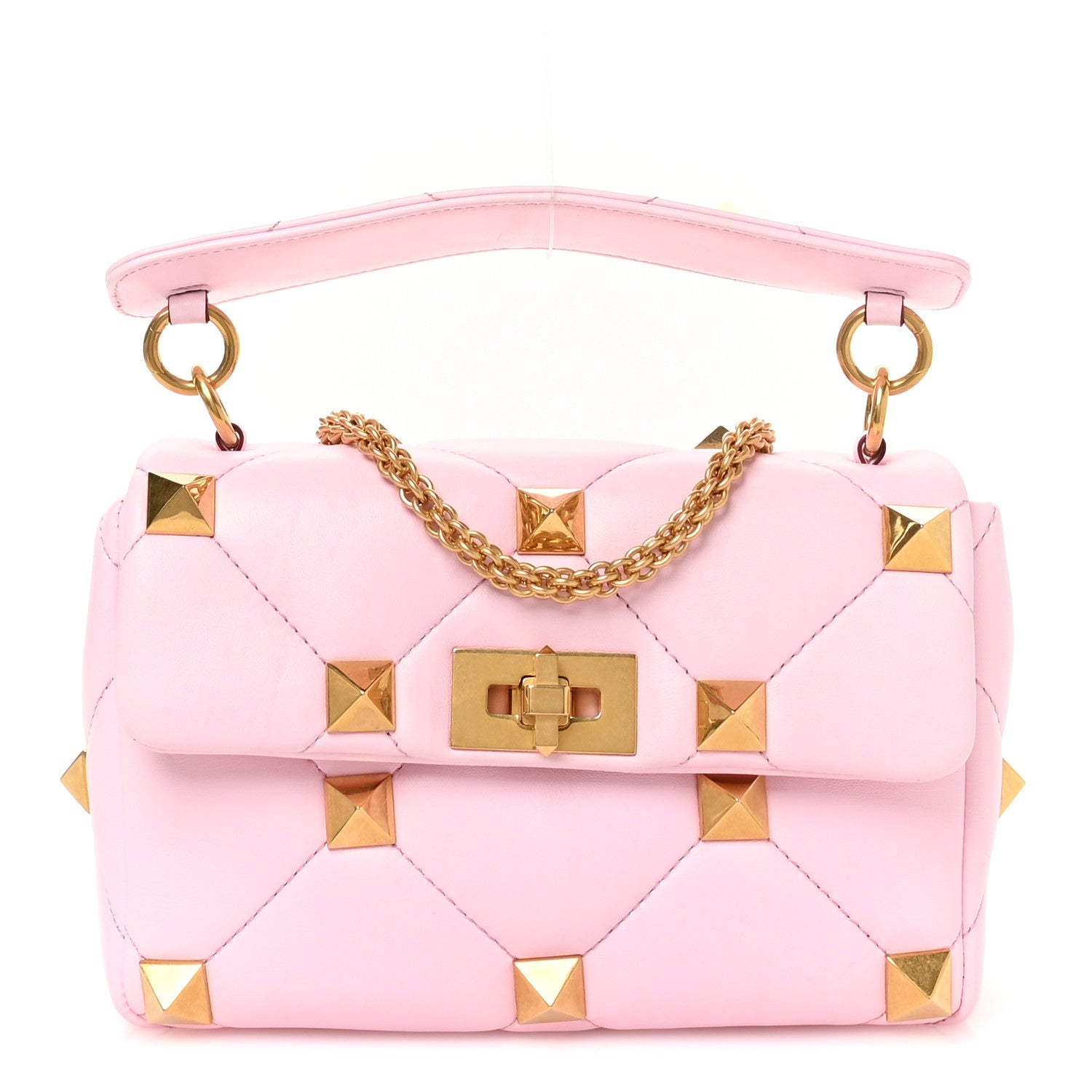 Valentino Garavani Nappa Medium Roman Stud Shoulder Bag Pink Borealis 1 of 12