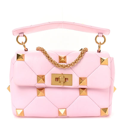 Valentino Garavani Nappa Medium Roman Stud Shoulder Bag Pink Borealis 1 of 12