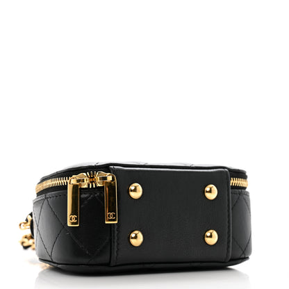 Chanel Lambskin Quilted Mini Chic Riviera Top Handle Vanity Case Black 4 of 11