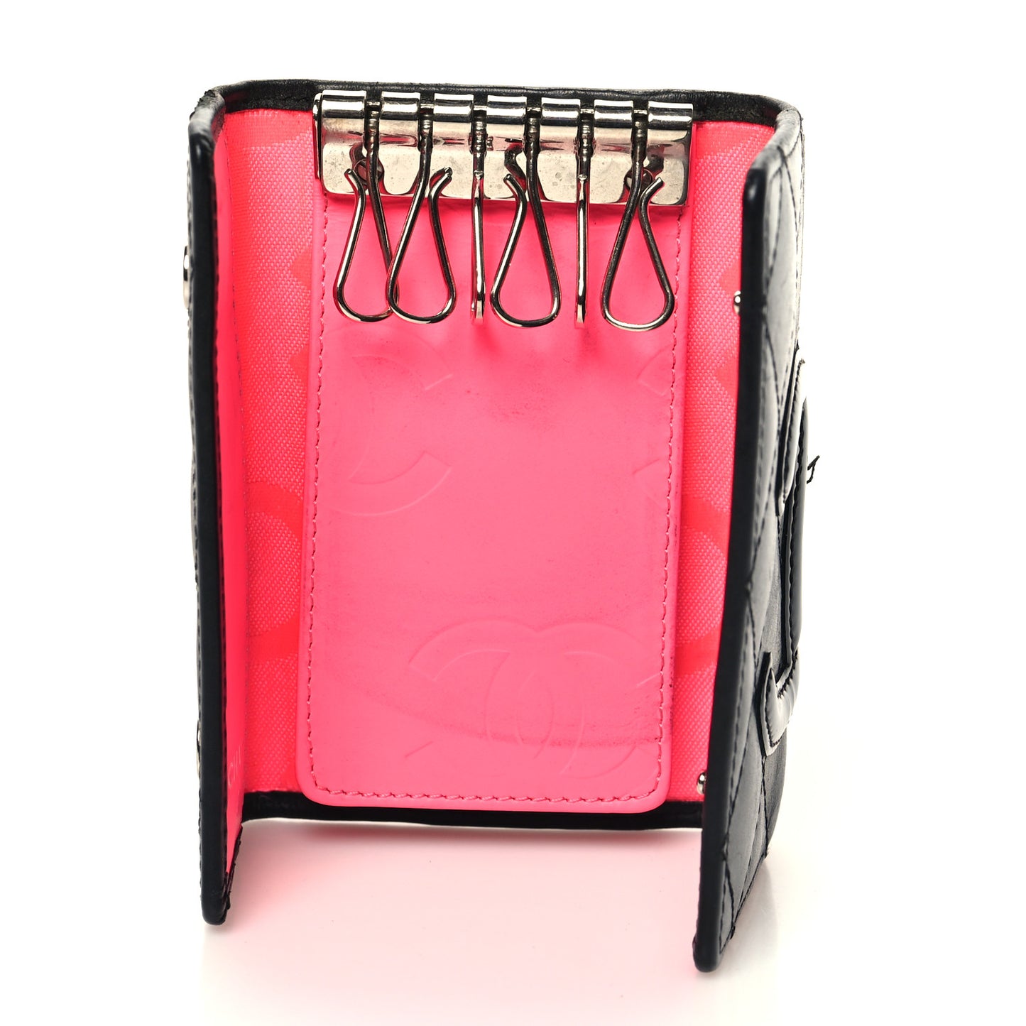 Calfskin Quilted Cambon 6 Key Holder Black
