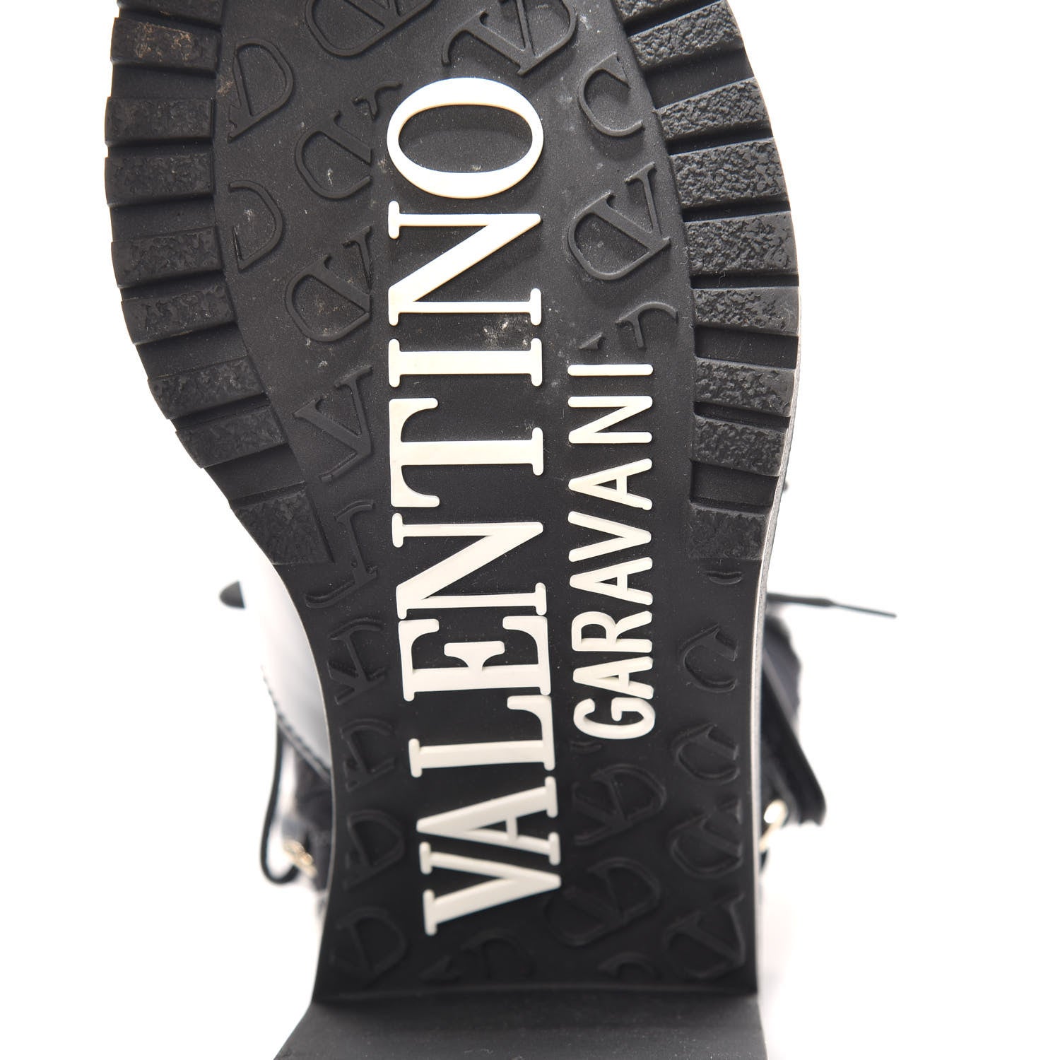 Valentino Garavani Calfskin Shearling VLOGO Combat Boots 38.5 Black 6 of 7