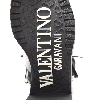 Valentino Garavani Calfskin Shearling VLOGO Combat Boots 38.5 Black 6 of 7