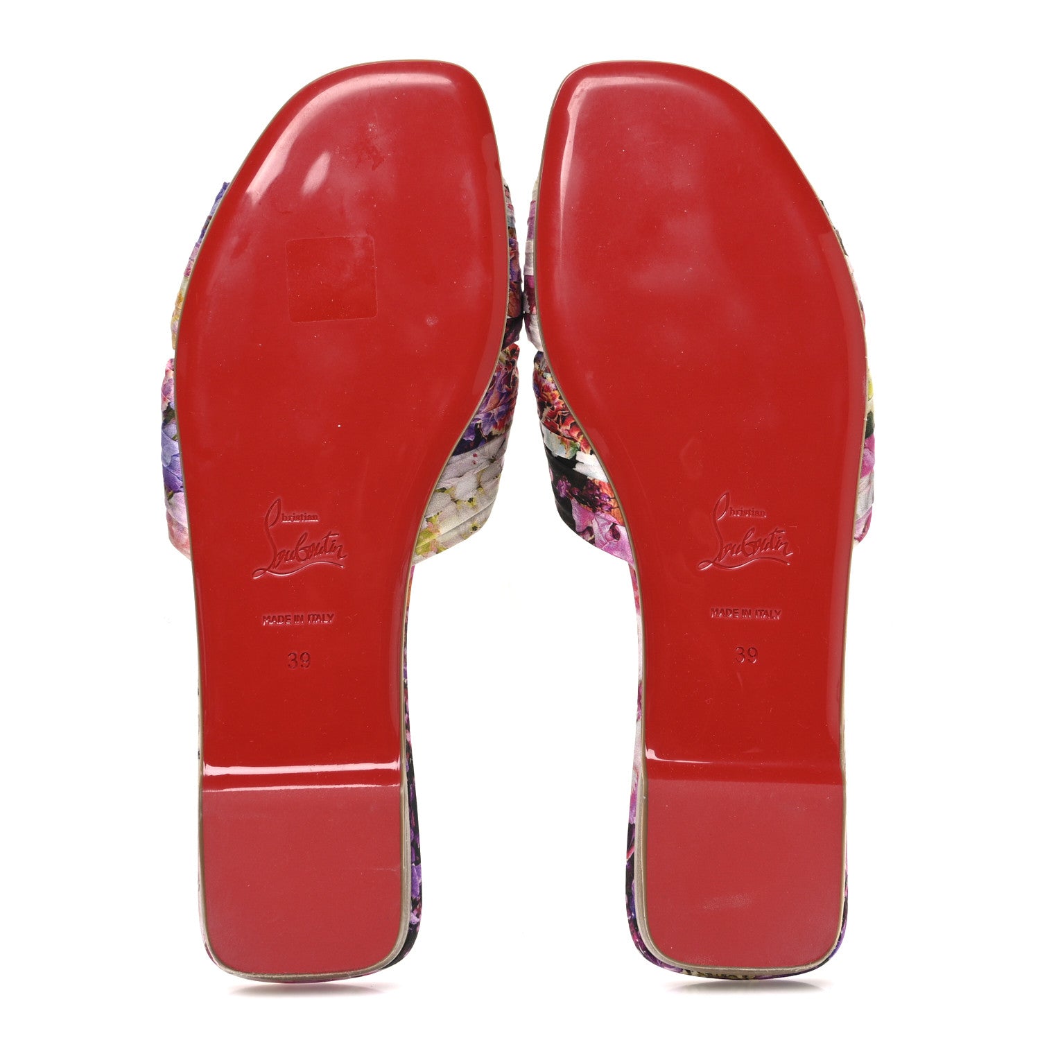 Christian Louboutin Crepe Satin Celebration Print Nicol Is Back Flat Sandals 39  Multicolor 7 of 10