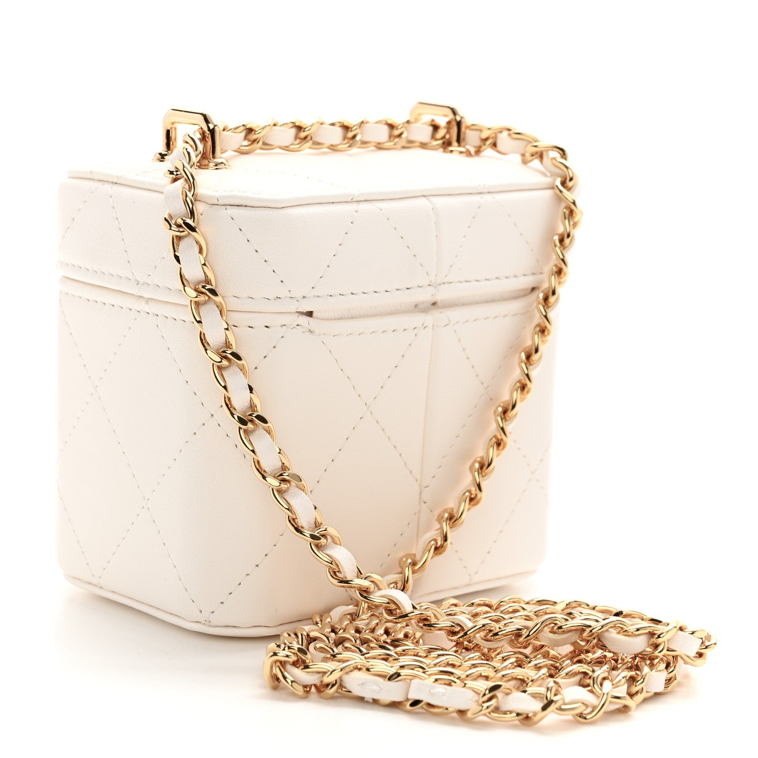 Chanel Lambskin Quilted Vanity Clutch With Chain White 3 of 11