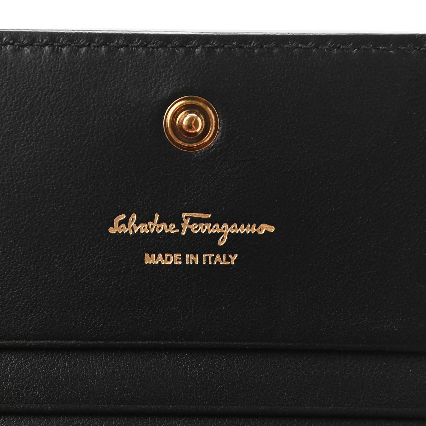 Canvas Calfskin Gancini Card Holder Wallet Black Beige