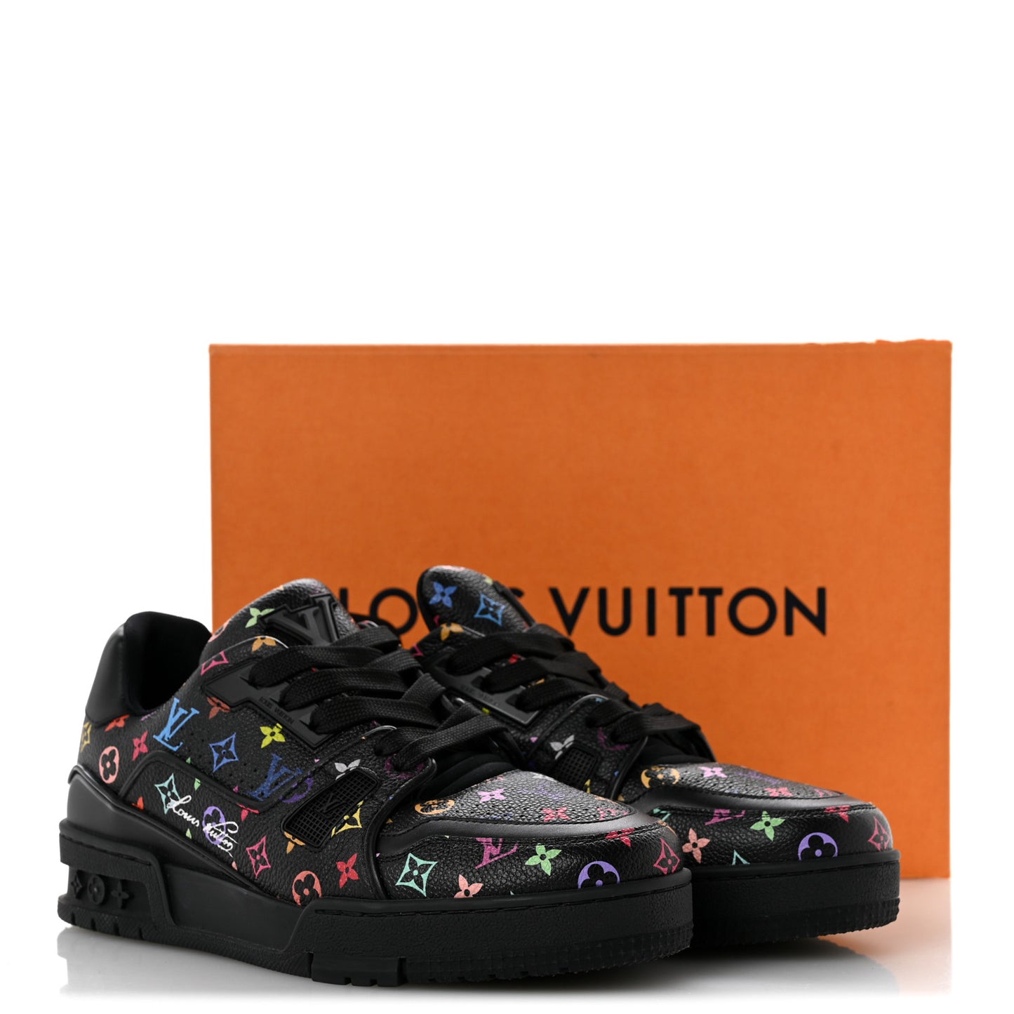 LV X TM Calfskin Monogram Multicolor Womens LV Trainer Sneakers 37.5 Black
