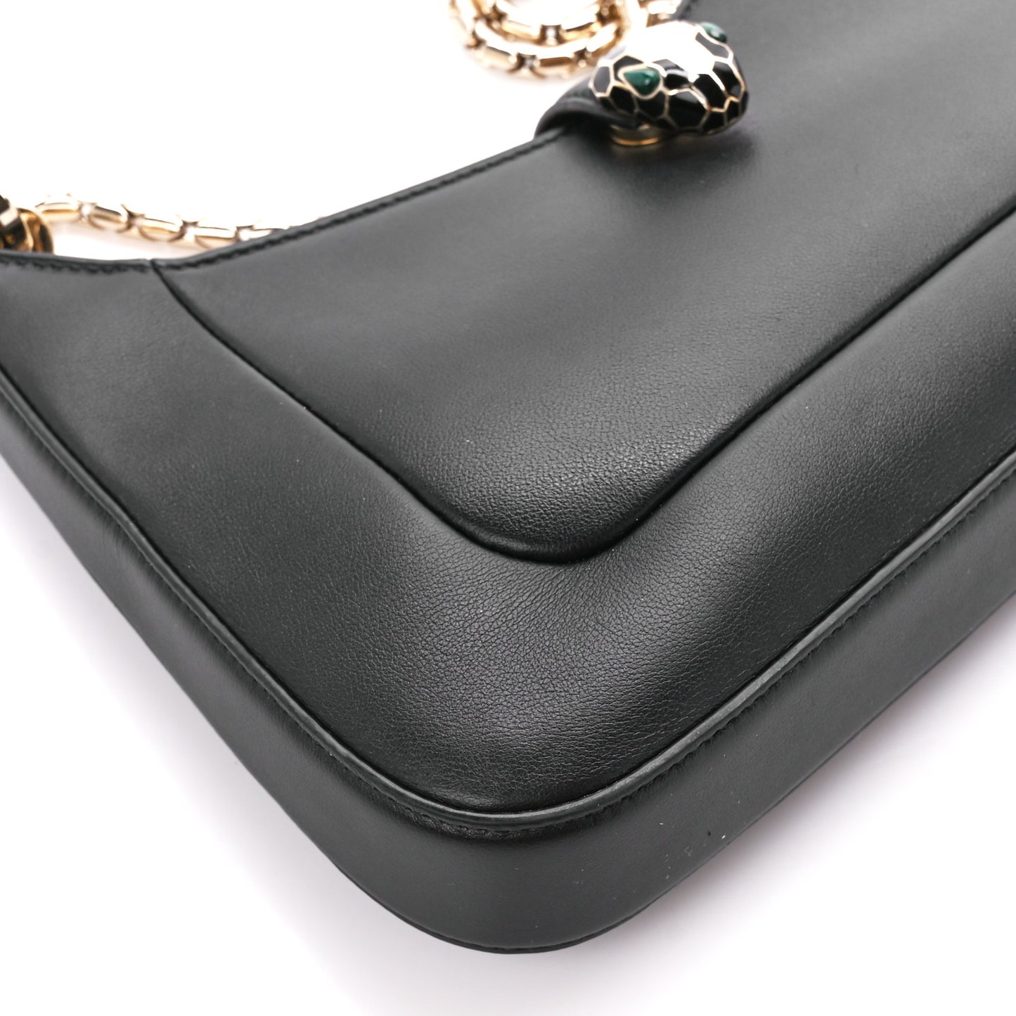 Calfskin Serpenti Baia Shoulder Bag Black