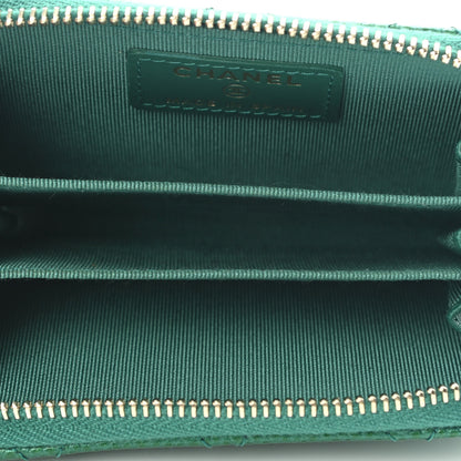 Chanel Metallic Caviar Quilted Zip Coin Purse Green 5 of 8