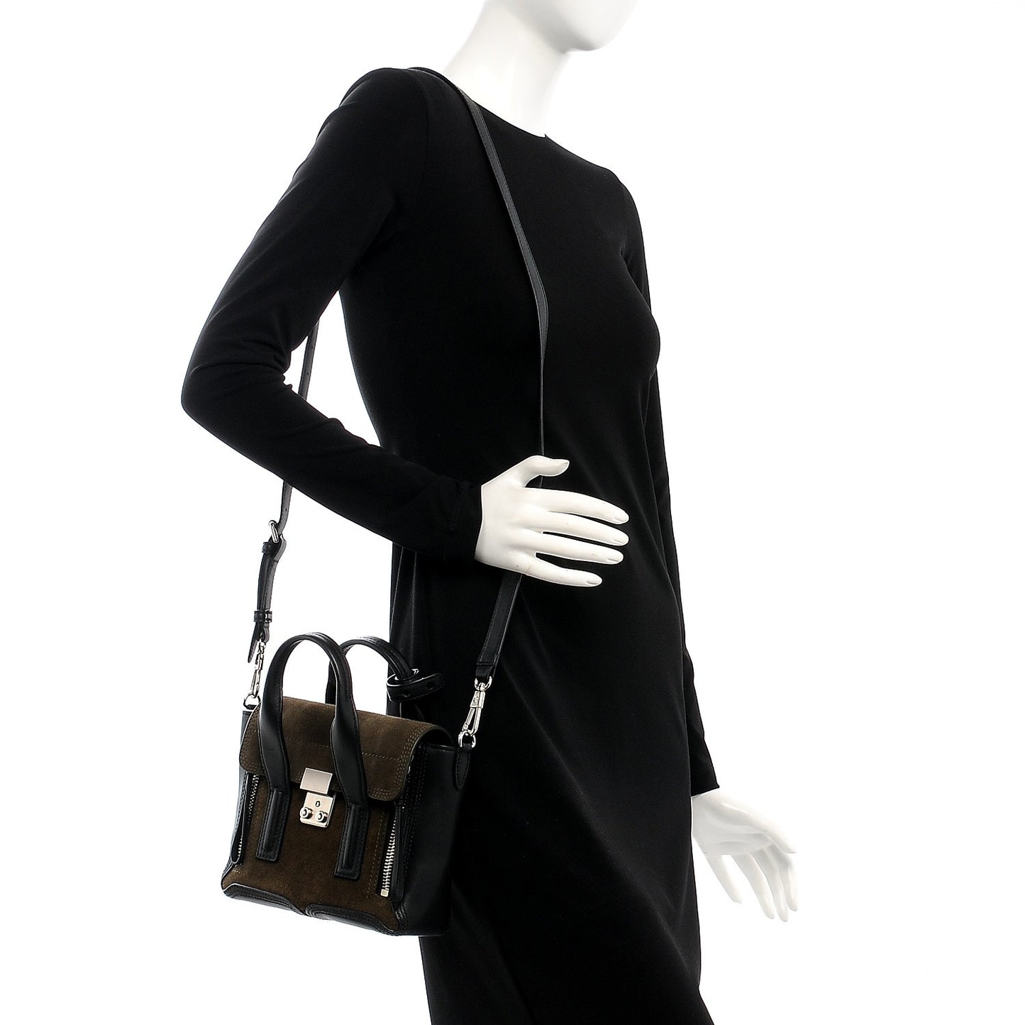 3.1 Suede Calfskin Mini Pashli Satchel Dark Moss