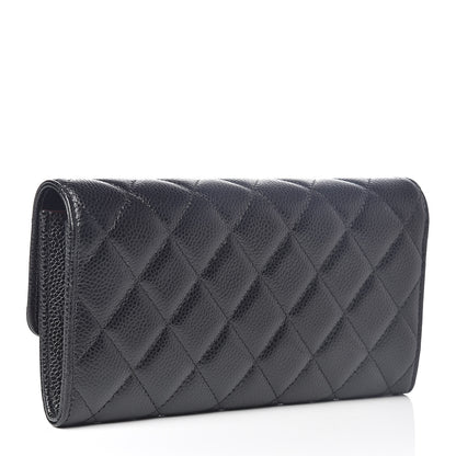 Chanel Caviar Quilted Large Gusset Flap Wallet Black 3 of 8