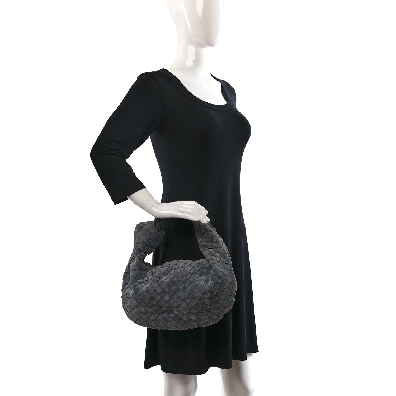 Bottega Veneta Suede Calfskin Intrecciato Teen Jodie Hobo Thunder 2 of 16
