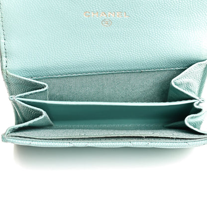 Chanel Caviar Quilted Flap Card Holder Wallet Light Blue 5 of 8