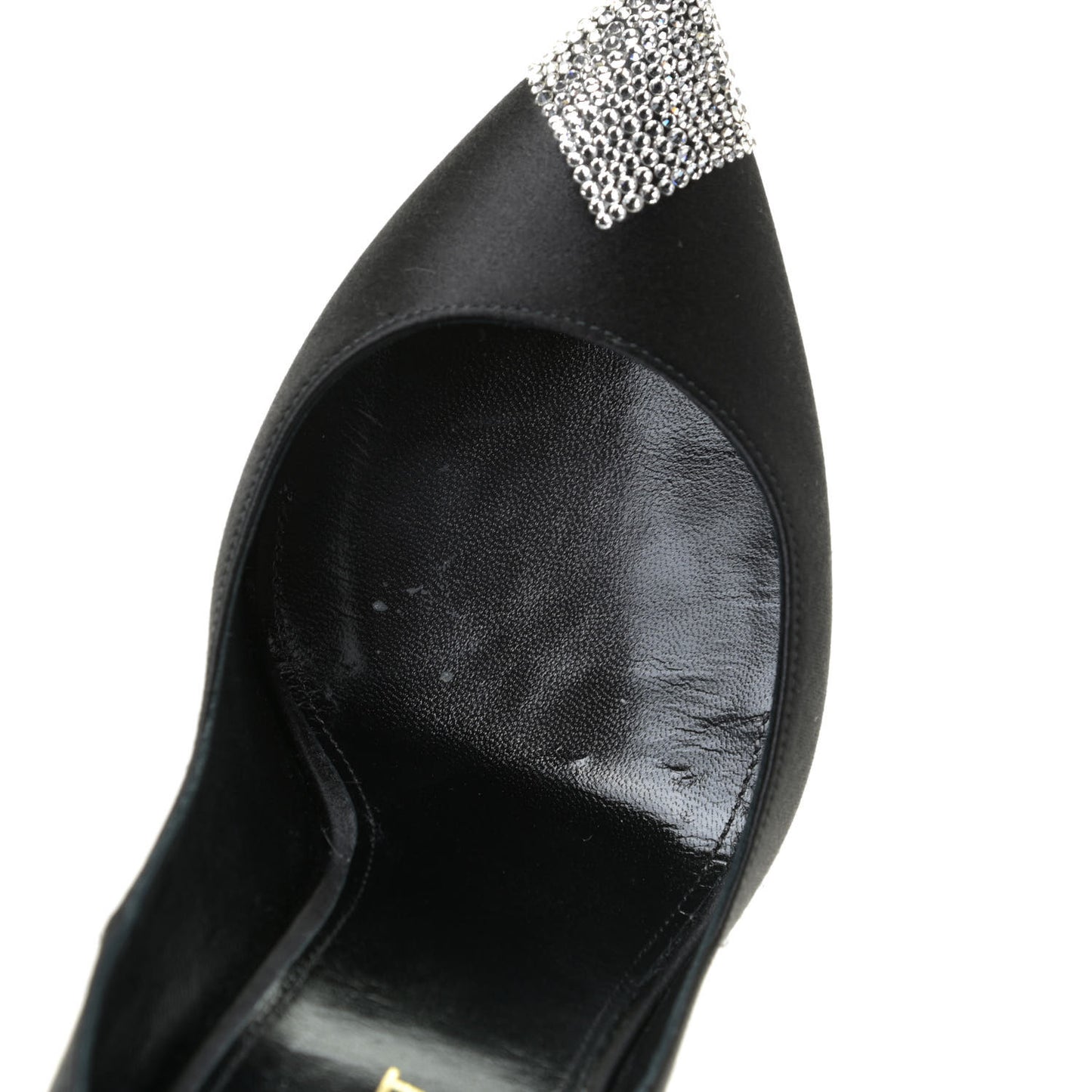 Satin Crystal Embellished Tower 110 Pump 37.5 Black