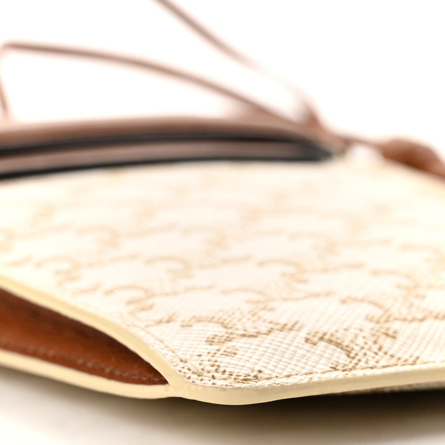 Triomphe Canvas Lambskin Phone Pouch With Flap White Tan