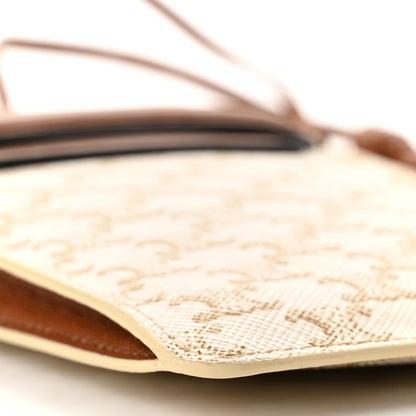 Celine Triomphe Canvas Lambskin Phone Pouch With Flap White Tan 9 of 10