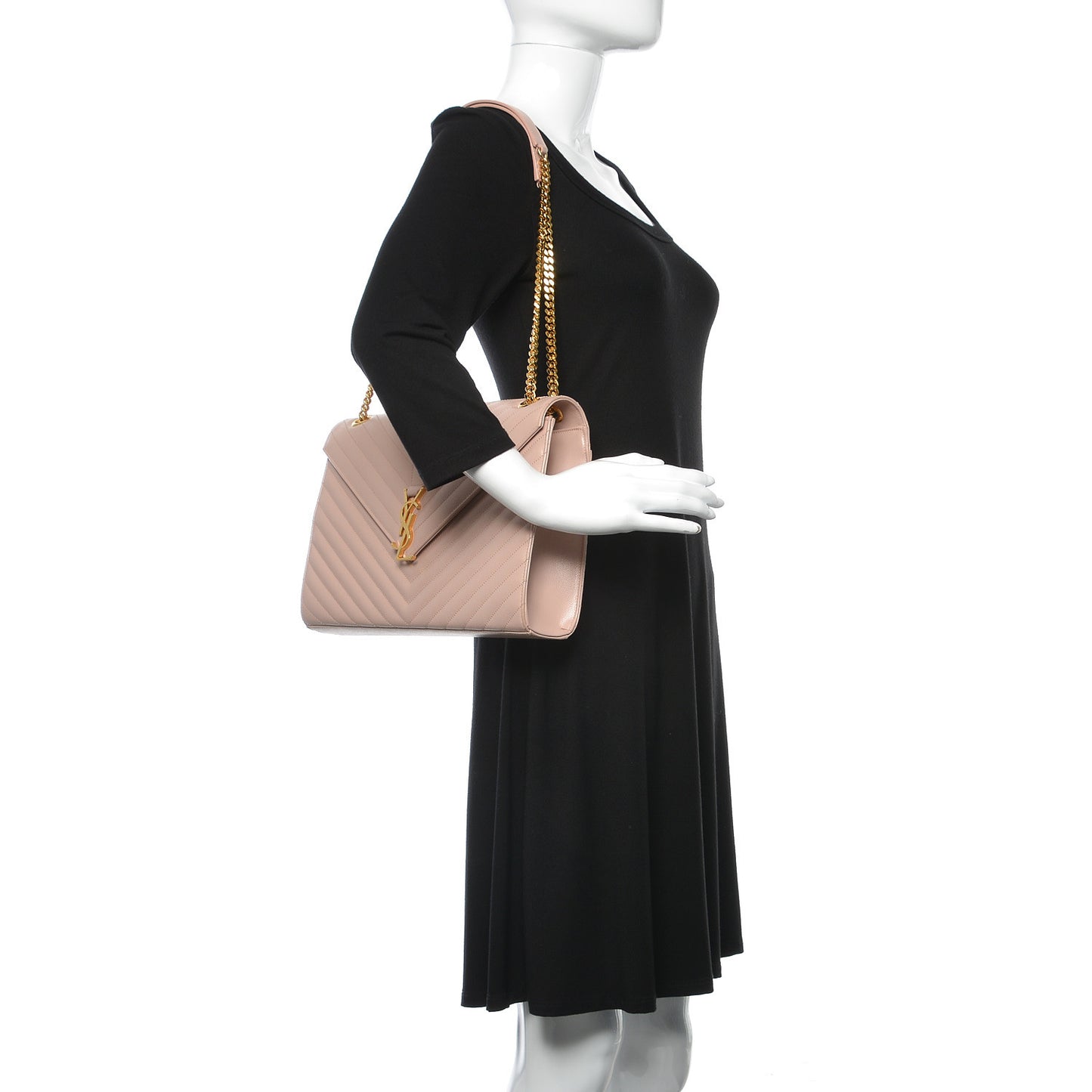 Grain De Poudre Matelasse Chevron Large Monogram Satchel Rose Antic