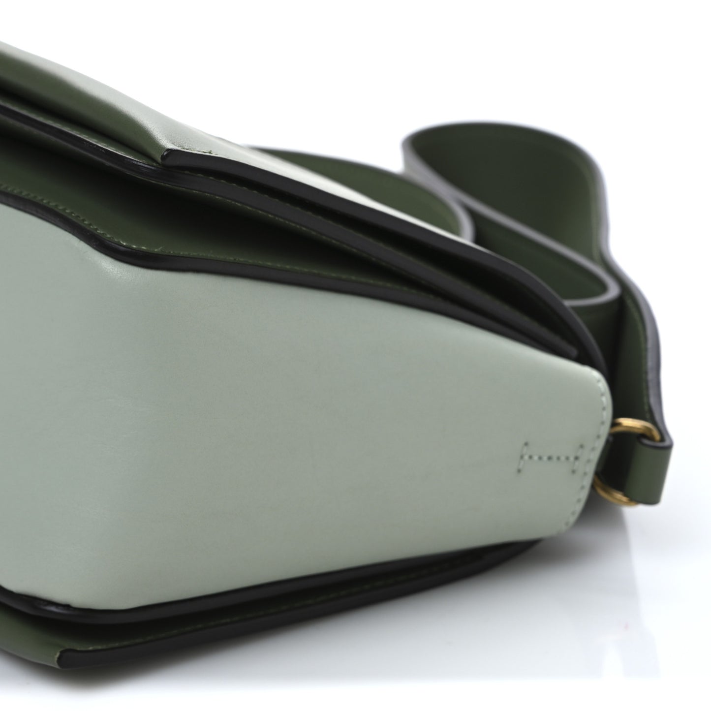 Shiny Smooth Calfskin Medium Frame Shoulder Bag Olive Pastel Green