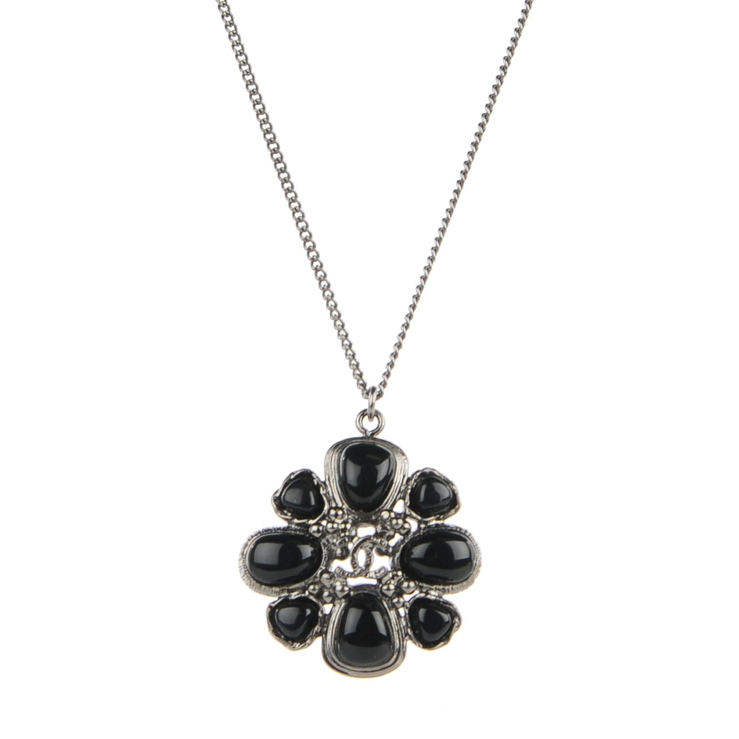 Ruthenium Enamel CC Necklace Black