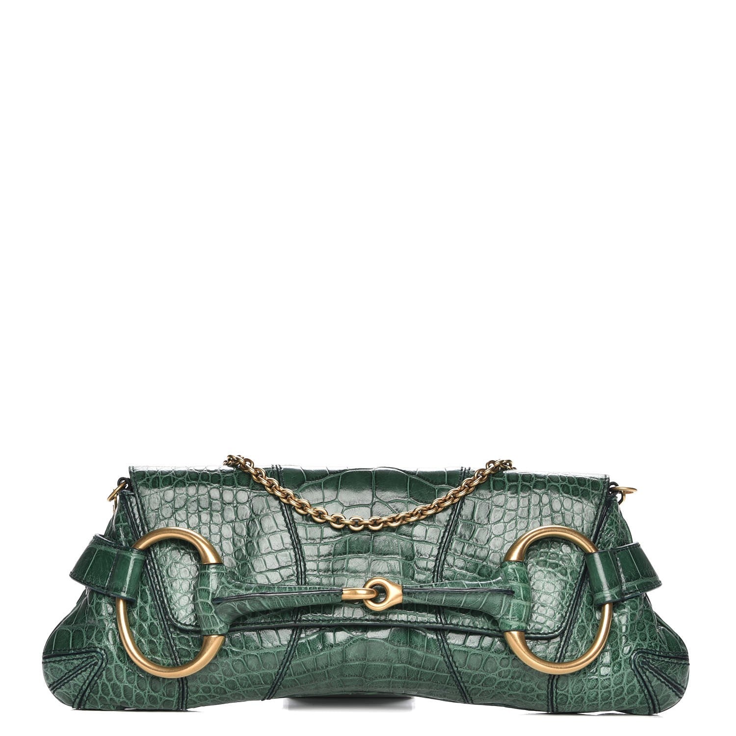 Gucci Alligator Horsebit Clutch Green 1 of 7