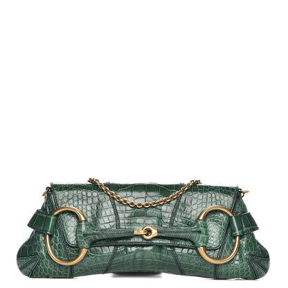 Gucci Alligator Horsebit Clutch Green 1 of 7