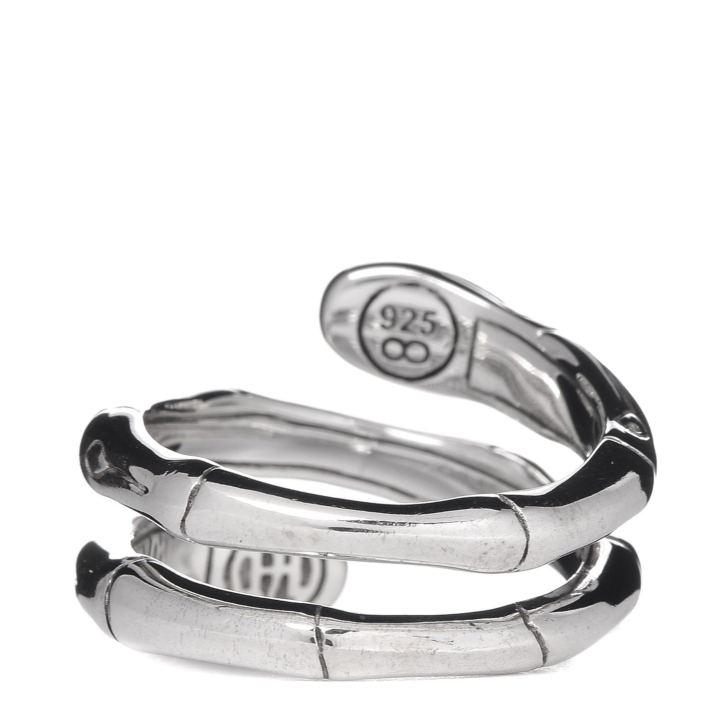 Sterling Silver White Sapphire Bamboo Wrap Ring 52 6