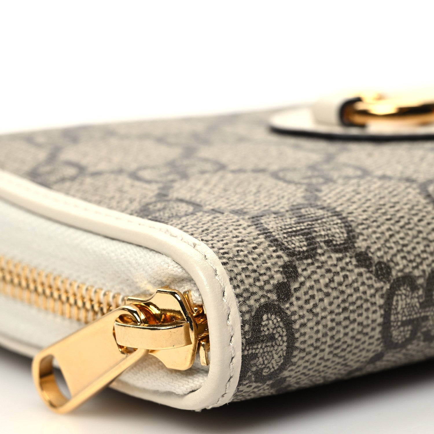 Gucci GG Supreme Monogram Azalea Calfskin Horsebit 1955 Zip Around Wallet Beige Ebony Mystic White 8 of 9