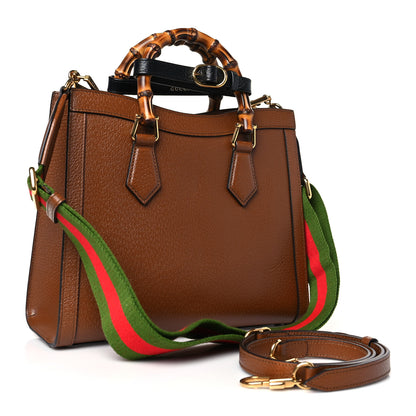 Gucci Textured Dollar Calfskin Web Small Diana Tote Bag Cuir Black 2 of 8