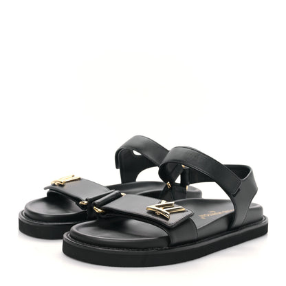 Louis Vuitton Lambskin Sunset Comfort Flat Sandal 39 Black 3 of 8